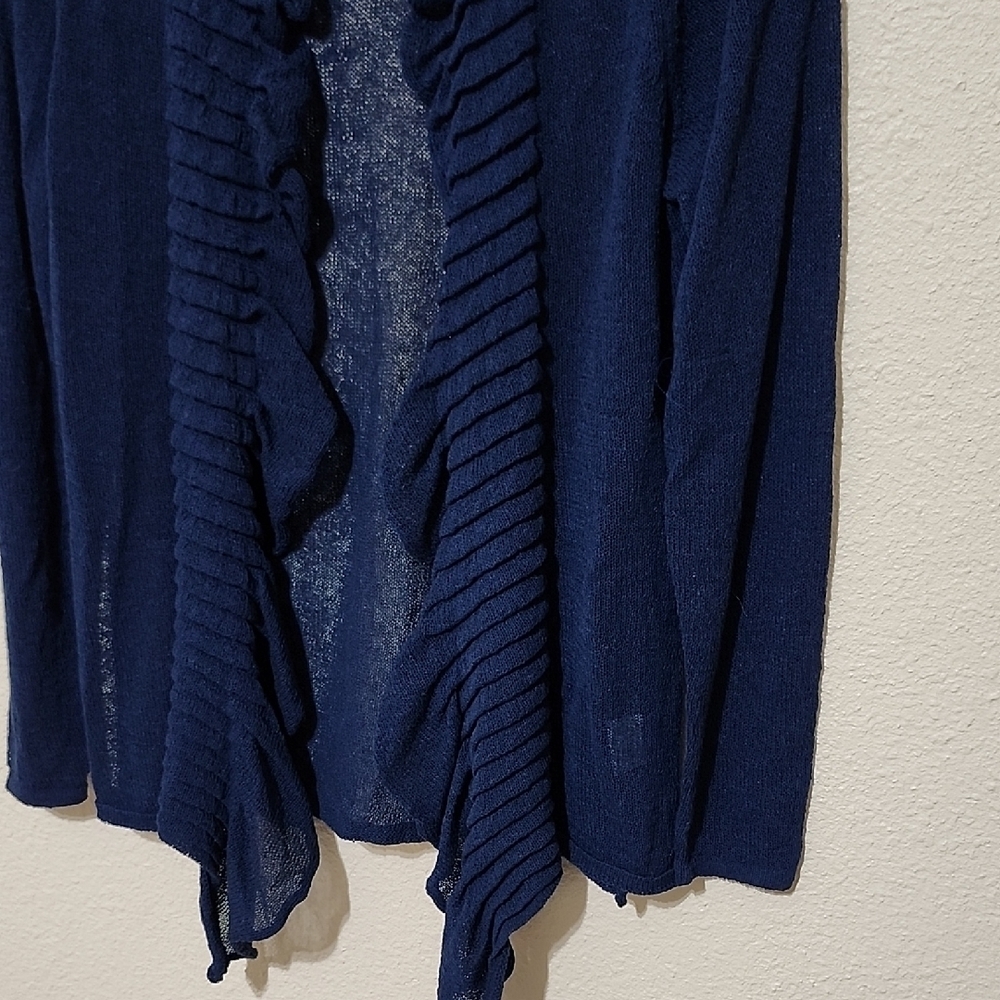 Eileen Fisher Blue Cardigan with Draped Front - Picture 7 of 11